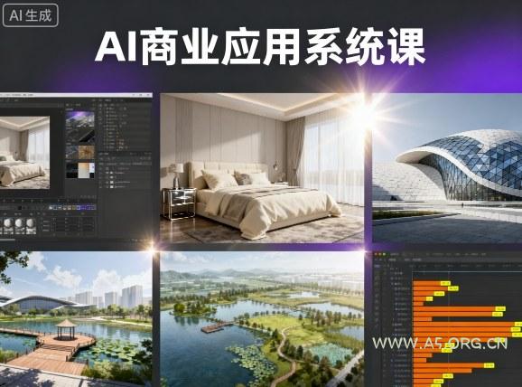 AI商业应用系统课,室内-软装-建筑-景观,智能设计+效果图+动画画实战-A5资源网