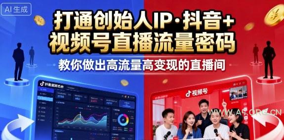 25年直播9-10两期线下课,打通创始人IP,抖音+视频号直播流量密码,教你做出高流量高变现的直播间-A5资源网