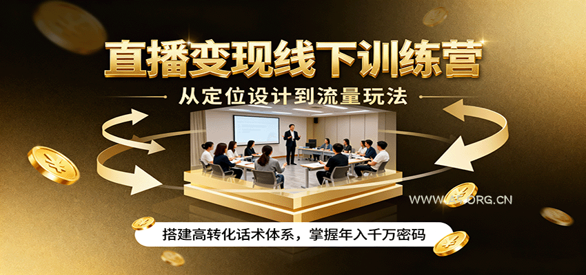直播变现线下训练营,从定位设计到流量玩法,搭建高转化话术体系,掌握年入千万密码-A5资源网