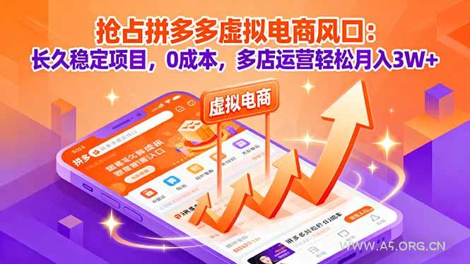 抢占拼多多虚拟电商风口:长久稳定项目,0成本,多店运营轻松月入3W+-A5资源网