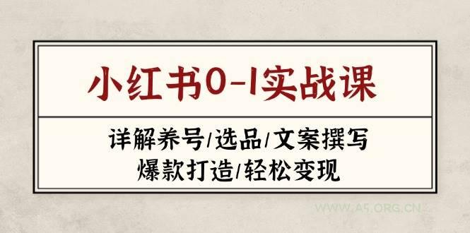 小红书0-1实战课(2023-2025),详解养号/选品/文案撰写/爆款打造/轻松变现-A5资源网