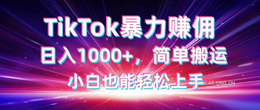 TikTok搬运暴力赚佣,日入1000+,简单搬运,小白也能轻松上手-A5资源网