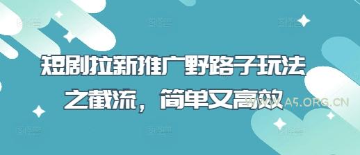短剧拉新推广野路子玩法之截流,简单又高效-A5资源网