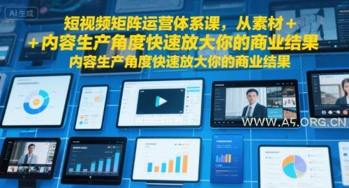 短视频矩阵运营体系课,从素材+内容生产角度快速放大你的商业结果-A5资源网