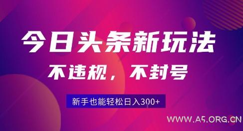 2025今日头条原创玩法5.0,不违规不封号,零门槛新手跟着做也能日入3张+-A5资源网