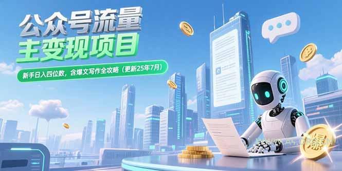 公众号流量主变现项目,新手日入四位数,含爆文写作全攻略(更新25年7月-A5资源网