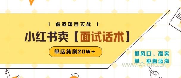 小红书虚拟项目掘金,卖面试话术资料,单店纯利20W+(附爆款笔记制作方法)-A5资源网