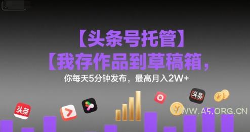 【头条号托管 】我存作品到草稿箱,你每天5分钟发布,最高月入2W+【揭秘】-A5资源网