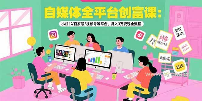 自媒体全平台创富课:小红书/百家号/视频号等平台,月入3万变现全流程-A5资源网