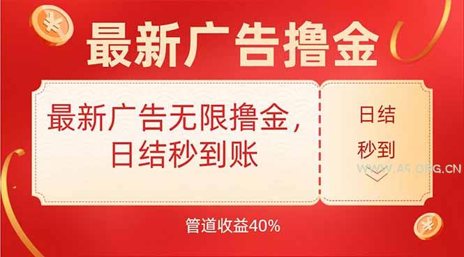 最新广告无限撸金,日结秒到,管道40%-A5资源网
