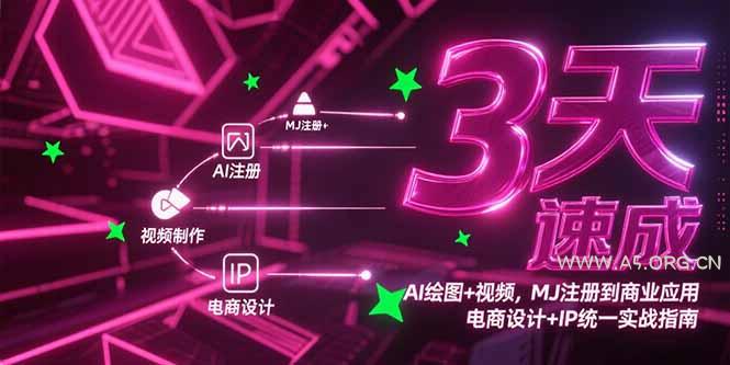 3天速成AI绘图+视频,MJ注册到商业应用,电商设计+IP统一实战指南-A5资源网