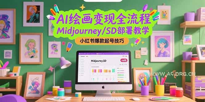 AI绘画变现全流程,Midjourney/SD部署教学,小红书爆款起号技巧-A5资源网