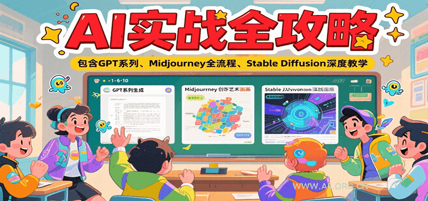 AI实战全攻略,包含GPT系列、Midjourney全流程、Stable Diffusion深度教学-A5资源网