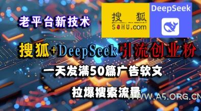 搜狐+DeepSeek引流创业粉,老平台新技术,一天发满50篇广告软文,拉爆搜索流量-A5资源网