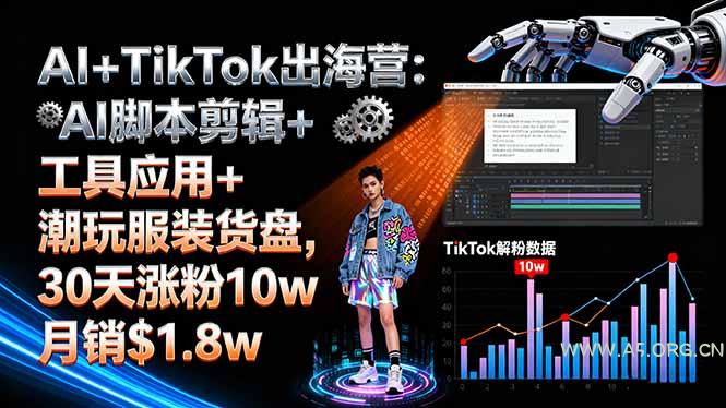 AI+TikTok出海营:AI脚本剪辑+工具应用+潮玩服装货盘,30天涨粉10w月销$1.8w-A5资源网