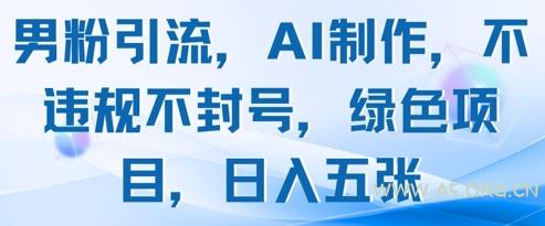 男粉引流,AI制作,不违规不封号,绿色项目,日入五张-A5资源网