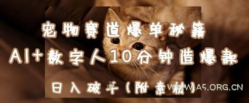 宠物赛道爆单秘籍：AI+数字人10分钟造爆款，日入1k-A5资源网
