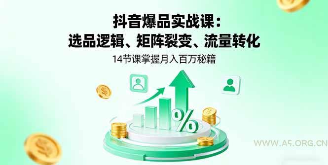 抖音爆品实战课:选品逻辑、矩阵裂变、流量转化,14节课掌握月入百万秘籍-A5资源网