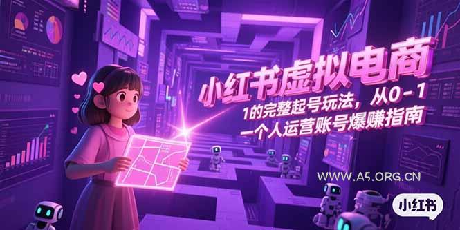 小红书虚拟电商,从0-1的完整起号玩法,一个人运营账号爆赚指南-A5资源网