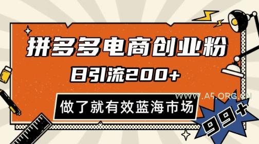 拼多多引流电商创业粉,日引200+,可矩阵放大,做了就有效【揭秘】-A5资源网