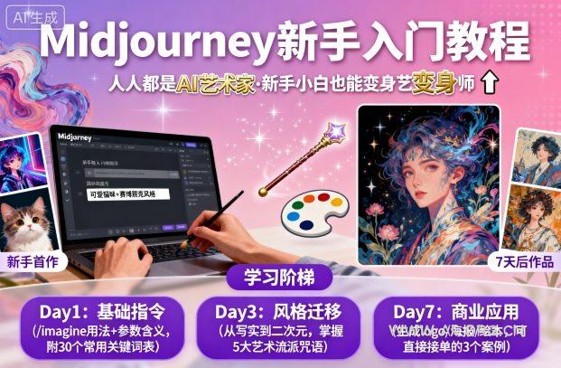 midjourney新手入门教程:人人都是AI艺术家,新手小白也能变身艺术大师-A5资源网