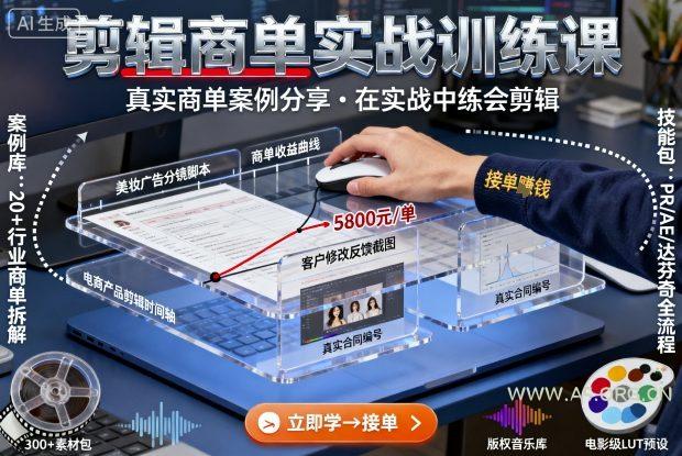 剪辑商单实战训练课,真实商单案例分享,在实战中练会剪辑-A5资源网