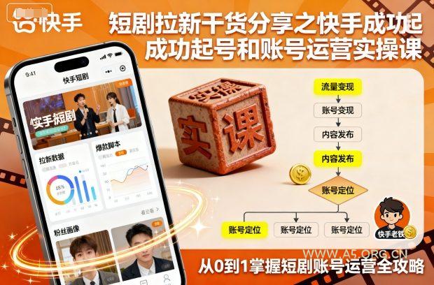 短剧拉新干货分享之快手成功起号和账号运营实操课-A5资源网