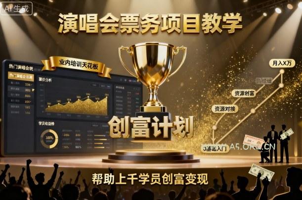 演唱会票务项目教学,业内培训天花板,帮助上千学员创富变现-A5资源网