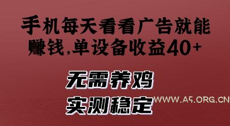 手机每天看看广告就能挣钱,单设备收益40+,无需养鸡,实测稳定【揭秘】-A5资源网