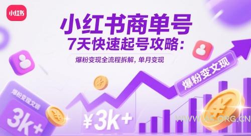 小红书商单号7天快速起号攻略：爆粉变现全流程拆解，单月变现3k+-A5资源网