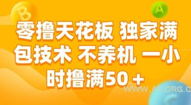 零撸天花板,独家满包技术 不养机 一小时撸满50+【揭秘】-A5资源网