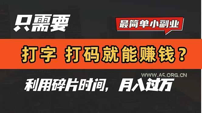 只需要打字,打码,就能赚钱?简单的赚钱小副业,利用碎片时间,月入过万-A5资源网