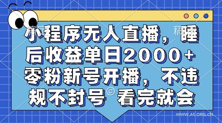 小程序无人直播,睡后收益单日2000+ 零粉新号开播,不违规不封号 看完就会-A5资源网