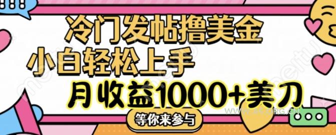 冷门发帖撸美金项目,月收益1000+美金,简单无脑,干就完了【揭秘】-A5资源网