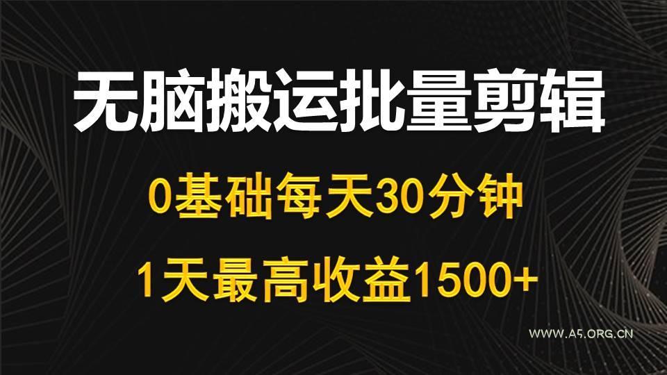(10008期)每天30分钟,0基础无脑搬运批量剪辑,1天最高收益1500+-A5资源网