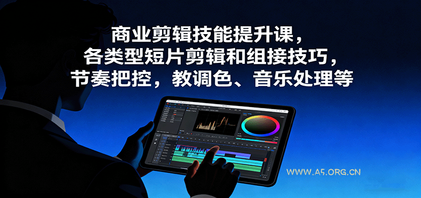 商业剪辑技能提升课,各类型短片剪辑和组接技巧,节奏把控,教调色、音乐处理等-A5资源网