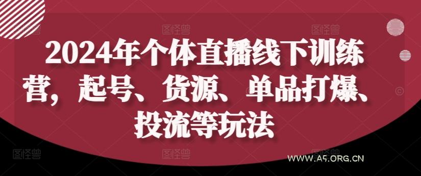 2024年个体直播训练营,起号、货源、单品打爆、投流等玩法-A5资源网