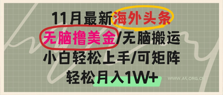 海外头条,无脑搬运撸美金,小白轻松上手,可矩阵操作,轻松月入1W+-A5资源网