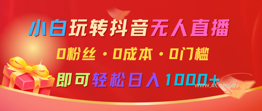 小白玩转抖音无人直播,0粉丝、0成本、0门槛,轻松日入1000+-A5资源网