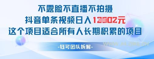 不露脸不直播不拍摄抖音单条视频日入1k+这个项目适合所有人长期积累的项目-A5资源网