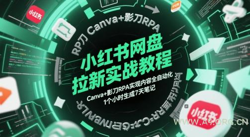 小红书网盘拉新实战教程,Canva+影刀RPA实现内容全自动化,1个小时生成7天笔记-A5资源网