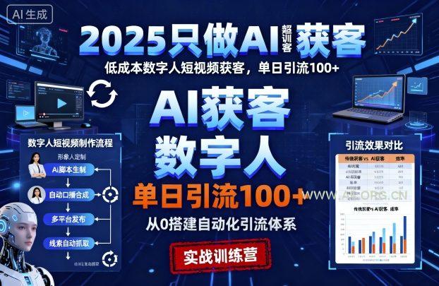 2025只做AI获客,AI超级获客实训营,低成本数字人短视频获客,单日引流100+-A5资源网