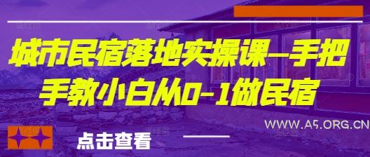 城市民宿落地实操课—手把手教小白从0-1做民宿-A5资源网