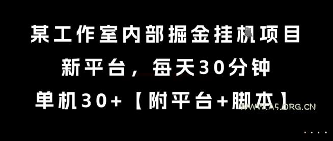 某工作室内部掘金挂G项目,新平台,每天30分钟,单机30+【揭秘】-A5资源网