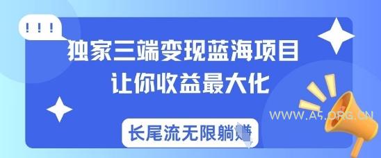 独家三端变现蓝海项目,让你收益最大化,长尾流无限躺挣-A5资源网