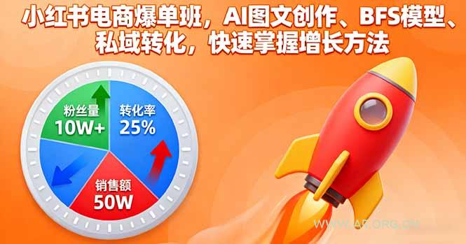 小红书电商爆单班,AI图文创作、BFS模型、私域转化,快速掌握增长方法-A5资源网