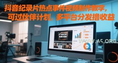 抖音纪录片热点事件视频制作教学，可过伙伴计划，多平台分发撸收益-A5资源网