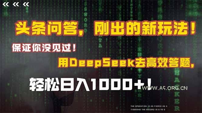 头条问答,刚出的新玩法!保证你没见过!结合Deepseek高效答题,轻松日…-A5资源网
