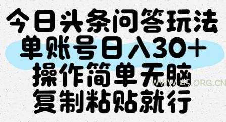今日头条问答玩法,单账号日入30+,操作简单无脑复制粘贴就行-A5资源网