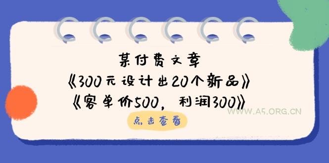 某付费文章:《300元设计出20个新品》+《客单价500,利润300》-A5资源网